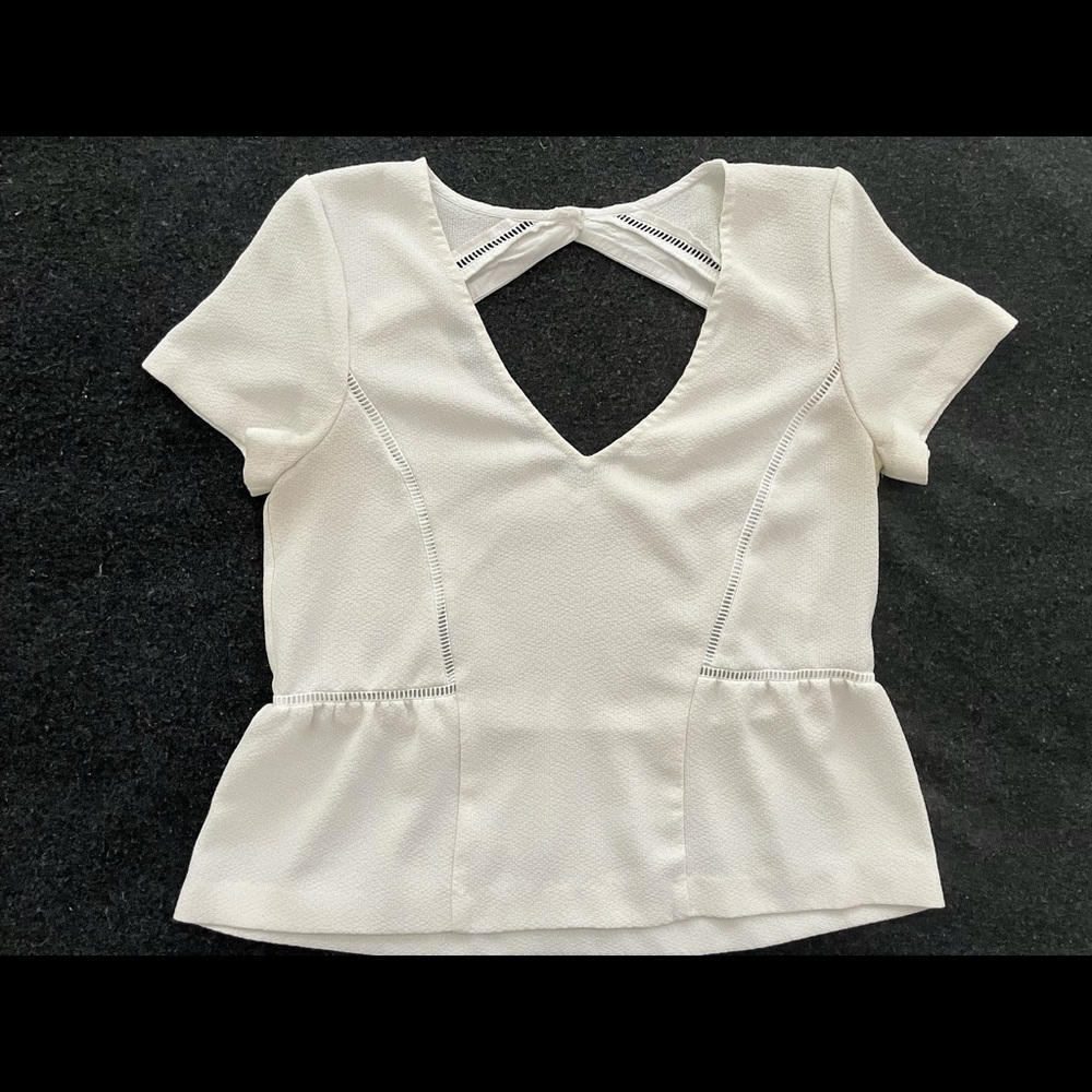 Sezane white short sleeve swing blouse
